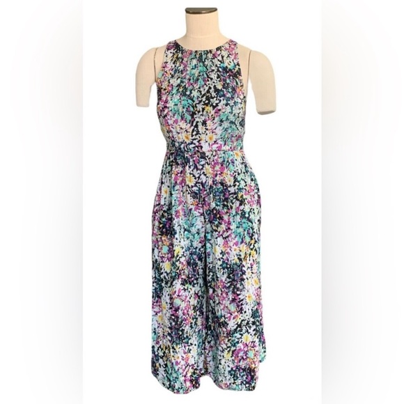 Size Large, Plenty by Tracy Reese Black and multicolored floral Jumpsuit. - Picture 2 of 13